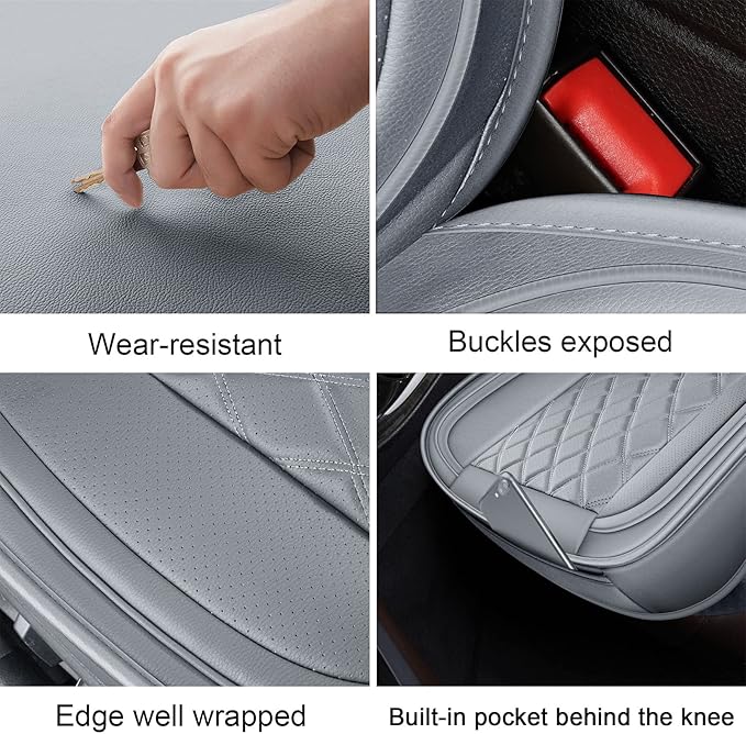 MIROZO Front Car Seat Covers Gray,2PCS Leather Seat Covers Waterproof Automotive Seat Covers Car Seat Protector Universal Veh
