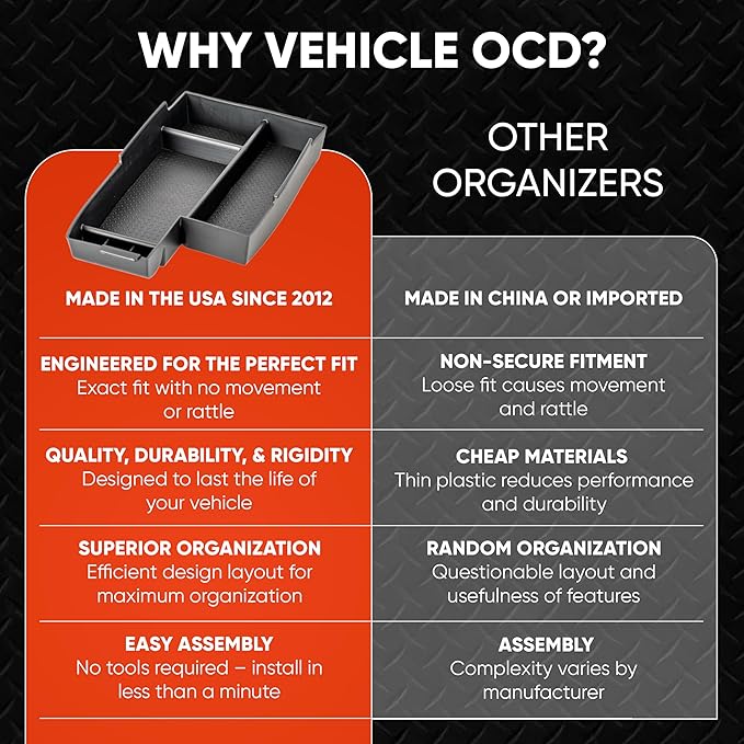 Vehicle OCD – Center Console Organizer Tray for Ford Bronco Sport (2021-2026) / Escape (2020-2026) – Made in USA - SLX187