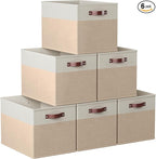 Ornavo Home 13 x 15 x 13 Kallax Storage Cube Bins, Foldable Collapsible Fabric Storage Bins Box Linen Shelf Basket Cube Organ