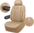 CAR PASS 3D Foam Faux Leather Car Seat Covers Full Set,Waterproof Tan Leather Seat Cover for Cars,Luxury Universal Fit Anti-S