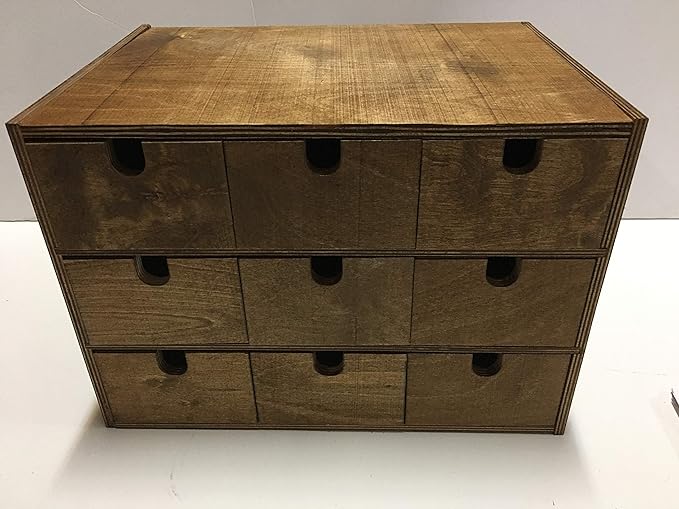 Handmade Shelf Organizer for Desk with Drawers, Desk Accessories Stationery Storage Box Bills Collection Holder (Jacobean, 9 