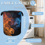 Red Blue Fire Laundry Basket Collapsible Laundry Hamper, Oxford Cloth Storage Bin for Room/Bathroom/Bedroom/Dormitories 16" X
