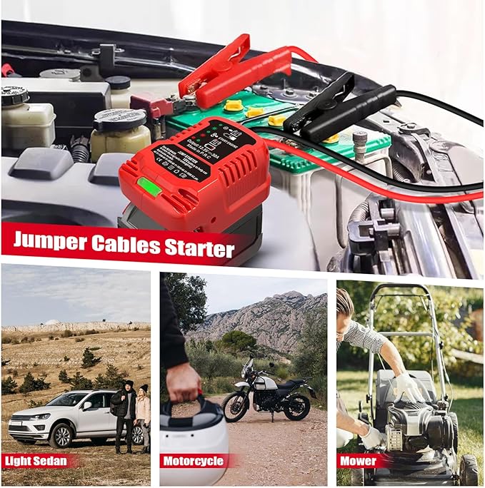Jumper Start for Milwaukee Battery 18V for M18 Li-ion, Car Jump Starter Cables Adapter for 12V Car Up to 3.5L Gas or 3.5L Diesel Engine, with 11AWG Cable and Clamp Kit (Battery Not Included)