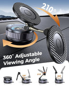 Car Phone Holder for Magsafe – [Carbon Fiber] Phone Mount for Car [Super Strong Magnetic, 360° Adjustable, 108LBS Vacuum Suction] Phone Holders for Your Car, Car Accessories for iPhone 17–12 Series