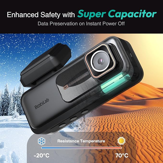 BOTSLAB 4K Dash Cam Front and Rear, 170° Ultra Wide 4K+2K Dashcam with ADAS, Night Vision, 24/7 Parking Mode, Sony STARVIS Se