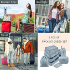 Packing Cubes, 8 Pcs Travel Packing Organizers for Suitcases, Large Capacity Travel Luggage Organizers Set includes 8 Storage