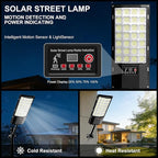 4-Pack Solar Street Lights, Outdoor Flood Light with Dual Motion Sensors, Dusk to Dawn, 6500k Dimmable Security Lamps with Remote Control, IP66 Waterproof Solar Powered Parking Lot Lights