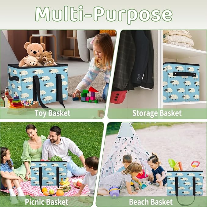 Reusable Grocery Bags Heavy Duty Shopping Bags Foldable Large Tote Bags with Long Handles & Hard Bottom