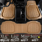CAR PASS Tire Tread DeepDish Rubber Floor Mats for car Heavy Duty car mats All Weather, Universal XL~M Trim to Fit for Truck SUV Vehicle Automotive, Waterproof car mats 3 piece Solid Beige