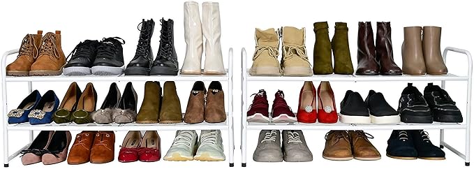 SUFAUY 2 Pack 2-Tier 33" Wide Shoe Rack, Shoe Shelf Storage Organizer for Entryway, Extra Large Capacity, Bedroom Footwear Or