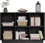 ChooChoo 6 Cube Storage Organizer, Wooden Bookcase with Storage, Cube Storage Bookshelf for Bedroom and Home Office, Black