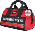 Thrive Car Emergency Kit & Roadside Emergency Car Kit - 104-Piece Set, Red Canvas Bag, Universal Fit - Jumper Cables, Escape 