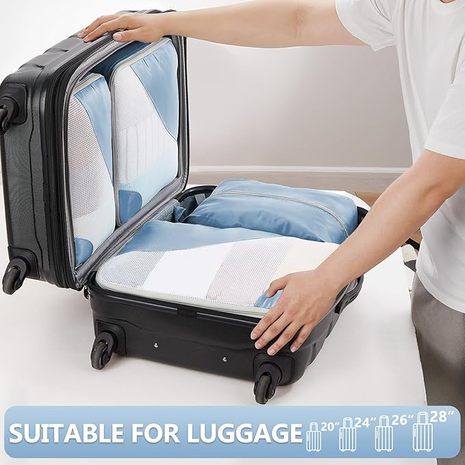 8 Set Packing Cubes for Travel, Gifts for Women Mom,Anti-Tearing Suitcase Organizer for Luggage with Shoe & Hanging Toiletry 