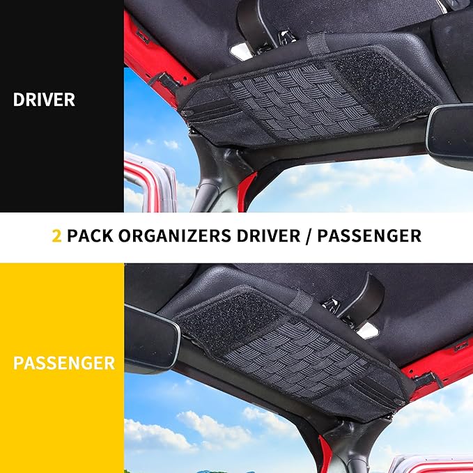 Tactical Sun Visor Organizer Visor Storage Compatible with 2018-2026 Jeep Wrangler JL 4XE Gladiator JT Accessories Car Sun Visor Sunglasses Holder Webbing Molle Panel, 2x Driver Passenger