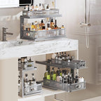 2 Pack 21IN-Depth Under Sink Organizer With Next-Gen Ball-Bearing Slides,2-Tier Precision Mesh Pull Out Cabinet Storage for B