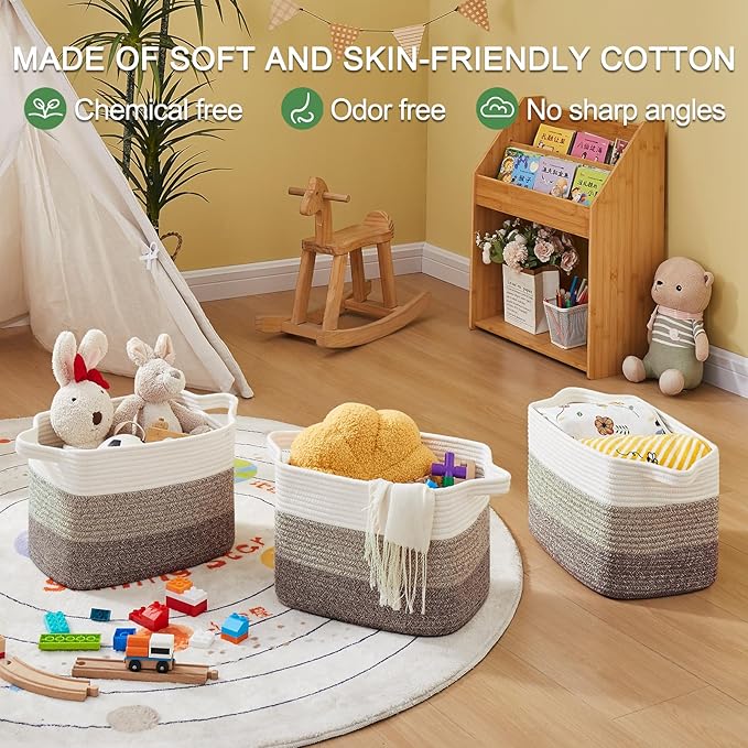 OIASKET Storage Baskets for Organizing, Woven Baskets for Shelves, Rectangle Decorative Organizer for Storage Clothes, Toy, B