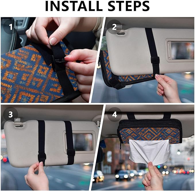 Car Tissue Holder Car Visor Organizer Tissue Box Holder for Car Sun Visor Organizer with Car Vehicle Accessories Essentials Interior for Women Men Blue Orange Diamond Tie-dye