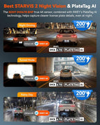 IIWEY 4K Dash Cam 3 Channel, Triple STARVIS 2 Sensors (IMX678 Front, IMX675 Cabin & Rear), 4K+2K+1080P HDR, Night Vision 3.0,