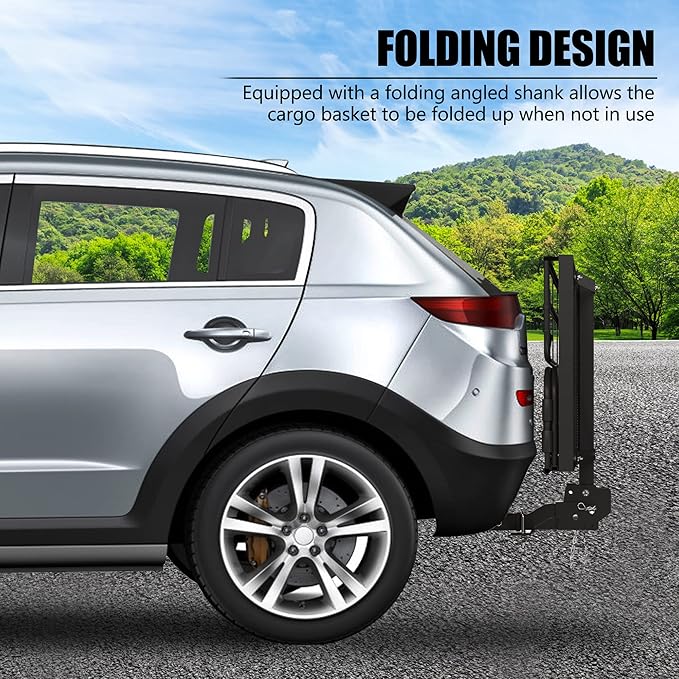 KAIRAY 500 Lbs Heavy Duty Hitch Mount Cargo Carrier 60" x 24" x 14.4" Folding Cargo Rack Rear Luggage Basket Fits 2" Receiver for Car SUV Camping Traveling