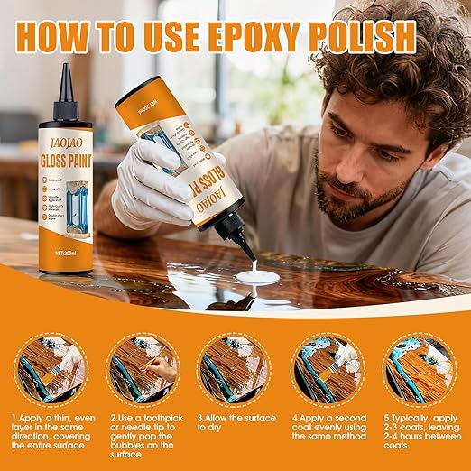 JAOJAO Resin Polishing Kit, Resin Polish Brilliant Gloss Long-Lasting Protection Mirror Effect Scratch Resistant Wear Resistant for Sanding and Polishing