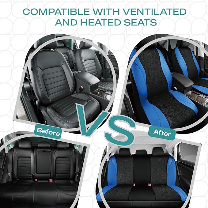 Skechers Car Seat Covers,Leather Seat Covers with GOGA Mat Technology,Waterproof Car Seat Covers Front Seats,Airbag Compatibl