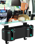 Car Headrest Backseat Cup Holder 3.7" with Organizer, High Capacity 4 in 1 Seat Back Organizer with Headrest Hooks, Multifunctional Storage for Car Travel Accessories Compatible with Most Vehicles