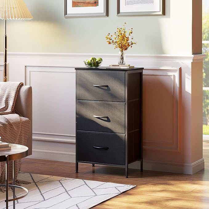 AODK Dresser for Bedroom Nightstand Small Dressers Chest of Drawers End Table for Living Room, Closet Dresser with 3 Storage 
