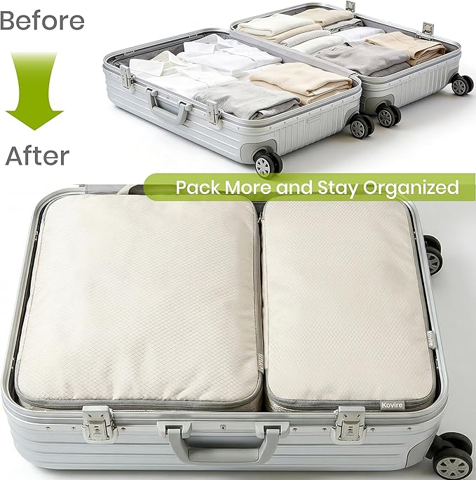 Compression Packing Cubes for Travel, Set of 10 Expandable Luggage Organizers with Shoe Bag, Lightweight Water-Resistant Suit