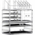 Cq acrylic 3 Pack Clear Makeup Organizer Countertop, Stackable 6 Drawers Skincare Organizer,Cute Skin Care Organizer for Vani