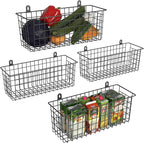 MaraFansie Extra Large Hanging Wall Basket 4-Pack Wall Mounted Wire Basket Cabinet Storage Bin Organizer Wall Shelves Farmhou