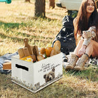 Rustic Bear Storage Bins & Boxes with Handles, Farmhouse Bear Foldable Basket for Organizing, Live Like Someone Left the Gate