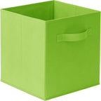 Casafield Set of 6 Collapsible Fabric Cube Storage Bins, Lime Green - 11" Foldable Cloth Baskets for Shelves, Cubby Organizer