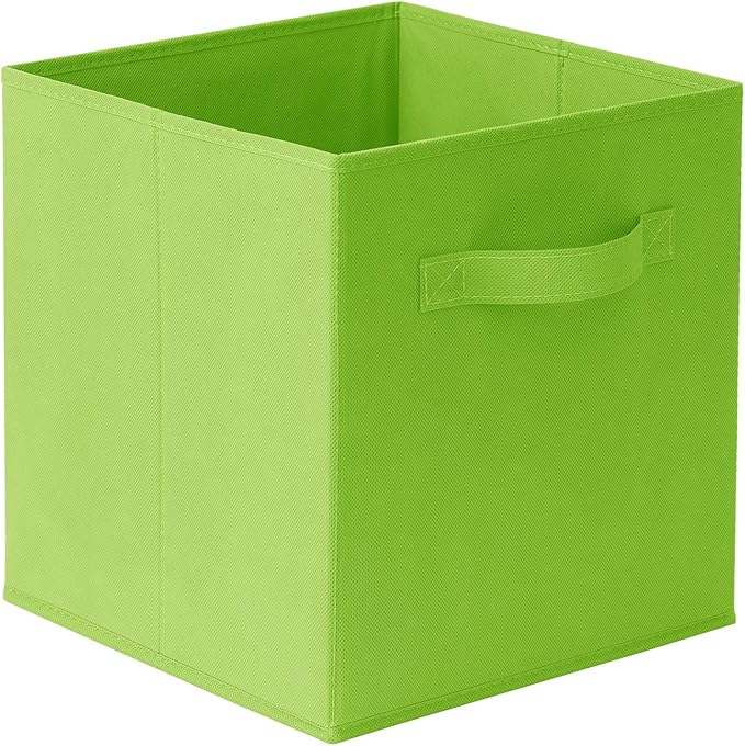 Casafield Set of 6 Collapsible Fabric Cube Storage Bins, Lime Green - 11" Foldable Cloth Baskets for Shelves, Cubby Organizer