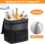 Car Trash Can Pack of 2 Foldable Garbage Bin Leakproof 2.3 Gallons Car Trash Bag Black