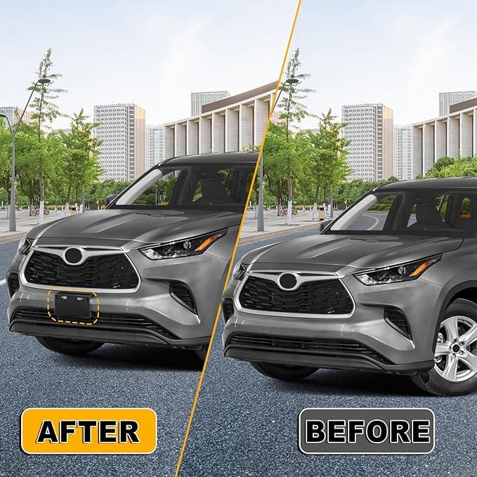 Front License Plate Frame Compatible with Toyota Highlander 2020 2021 2022 2023 2024, Bumper License Frame Holder Mounting Br
