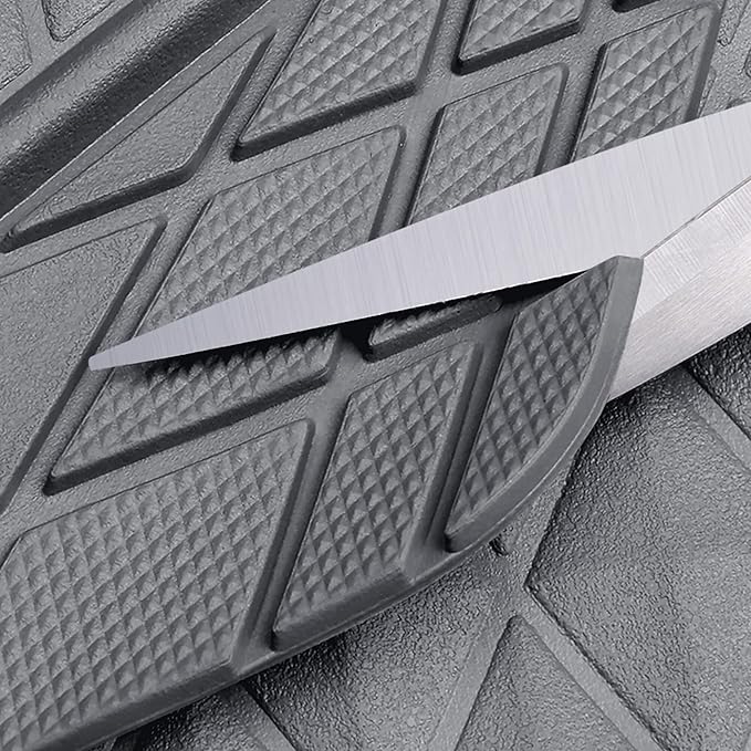 CAR PASS Gray Rubber Car Mats, All-Weather Floor Mats Full Set Durable Anti-Slip 3D Rhombus Waterproof Automotive Pad Trim to Fit Liner Universal Fit for Sedan SUV Truck Van, 4 Pcs All Gray Rubber