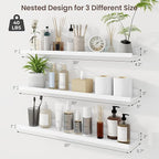 Axeman 30 Inch Floating Shelves | White Picture Ledge Shelf Set of 3 | Rustic Wood Wall Shelves with Lip | 30" White Picture 