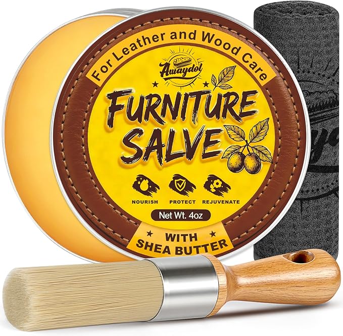 3-in-1 Furniture Salve for Leather 4oz,Polisher, Moisturizer,and Restorer for Couches and Furniture, Beewax Conditioner for L