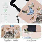Cute Cat Car Garbage Bag,Flying Butterflies Waterproof Small Car Trash Bag Hanging Back of Seat,Drawstring Hanging Car Trash Bag with Adjustable Buckle for Car Accessories