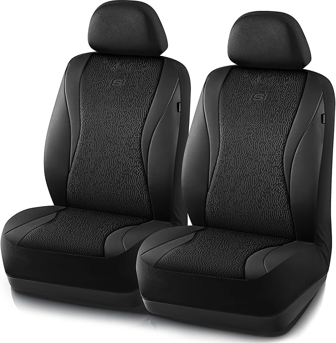 Skechers Car Seat Covers,Leather Seat Covers with GOGA Mat Technology,Waterproof Car Seat Covers Front Seats,Airbag Compatibl