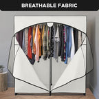 HOLDN’ STORAGE Portable Wardrobe Closet - 65 lb Large Capacity, Internal Heavy Duty Metal Rod, Zipper & Clear Window, Durable