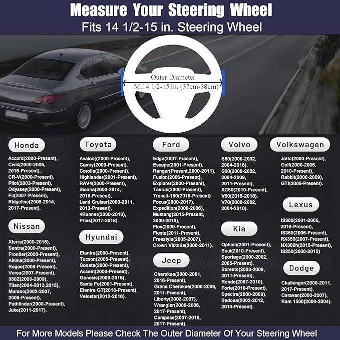Cow Print Car Steering Wheel Covers, Breathable Microfiber Leather for Women and Men, Universal 15 inch Anti-Slip Steering Wh