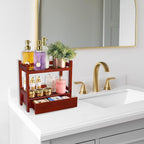 Sorbus Bamboo Bathroom Counter Organizer – 2-Tier Shelf with Hidden Drawer for Vanity, Matcha Station, Bathroom Sink Organize