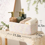 MiniArk Small Storage Baskets for Organizing | Closet Organizer Bins | Shelf Toy Basket | Woven Rope Baskets | Cube Decorativ