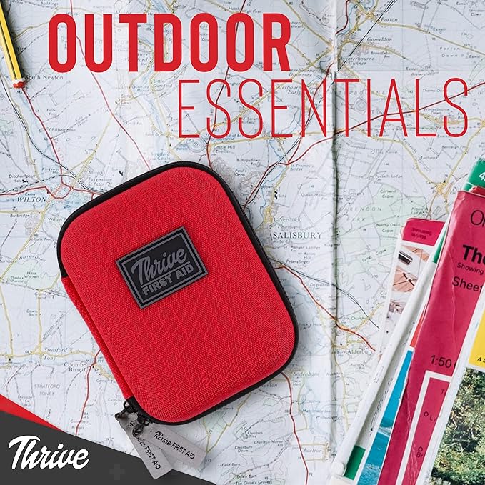 Thrive Mini First Aid Kit - Compact Travel Essentials Pack - Waterproof Camping Essentials Set - Portable Car First Aid Kit &