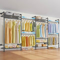 Timate F4 Wall Mounted Clothes Rack Industrial Pipe Clothing Rack for Hanging Clothes, Expandable Garment Rack Heavy Duty War