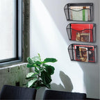 Flexzion Wall Folder File Letter Pocket Holder (6 Pack) Metal Mesh Desk Hanging Basket Box Bin Mail A4 Size Paper Document Or