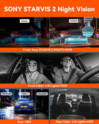 Vantrue N5 4 Channel WiFi 360° All Sides Dash Cam, STARVIS 2, IR Night Vision, 2.7K+1080P*3 Front Rear Inside Dashcam, Voice 