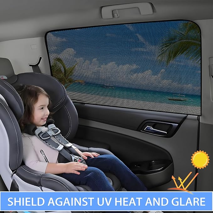 ZATOOTO Car Side Window Sun Shade 4 Pack, Window Shades for Baby Magnetic Mesh Sun Shade Protection from Heat and UV for Sleeping, Camping, Breastfeeding