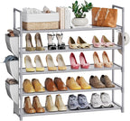 VILICK Shoe Rack for Closet Shoe Organizer Space Saver Storage for 20-25 Pair Shoe Shelf with Hook and Side Pocket Free Stand